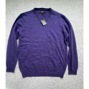 Club Room Luxury Men's V-Neck Sweater 100% Cashmere In Purple, Size L